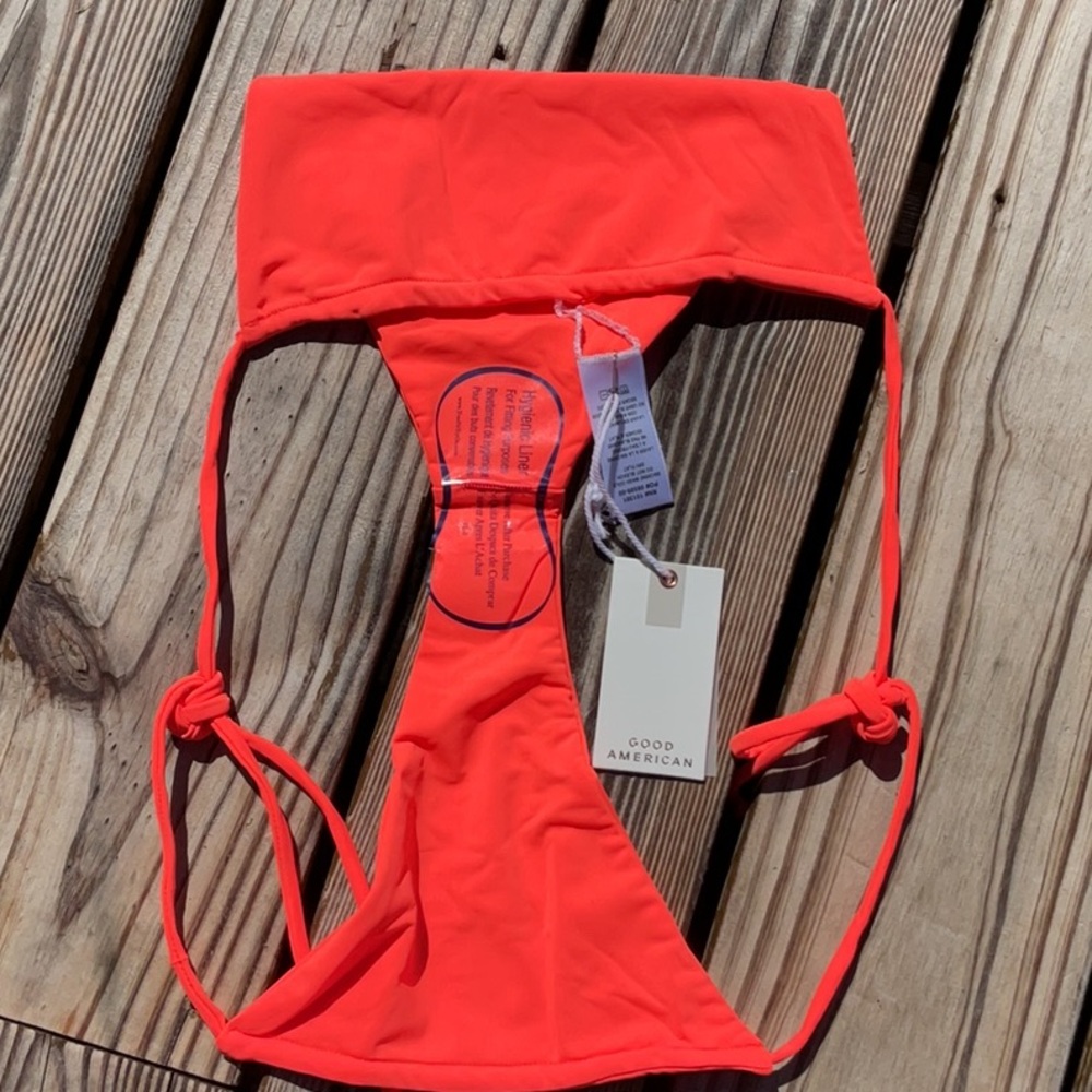 NWT Good American Tiny Ties Bikini Bottoms In Hot Coral Size 3/ L - Picture 8 of 12